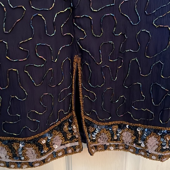 Laurence Kazar beaded silk dress Vintage Small - Picture 8 of 16